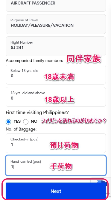 Travel Details - Philippine Arrival (via AIR)(旅行情報)