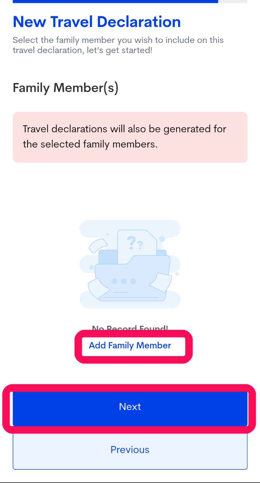 Family Member（家族の申告書）